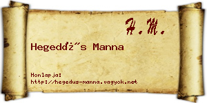 Hegedűs Manna névjegykártya